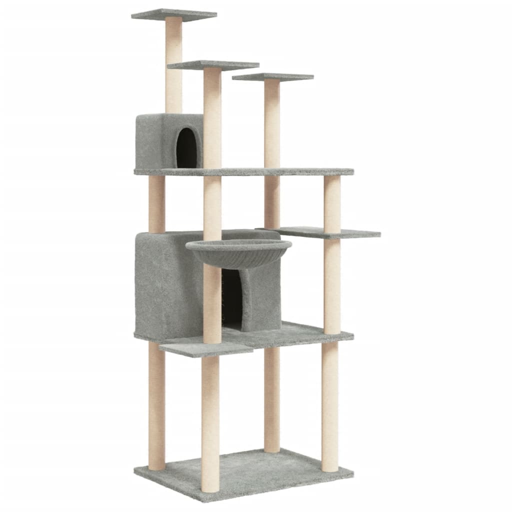 NNEVL Cat Tree with Sisal Scratching Posts Light Grey 166 cm