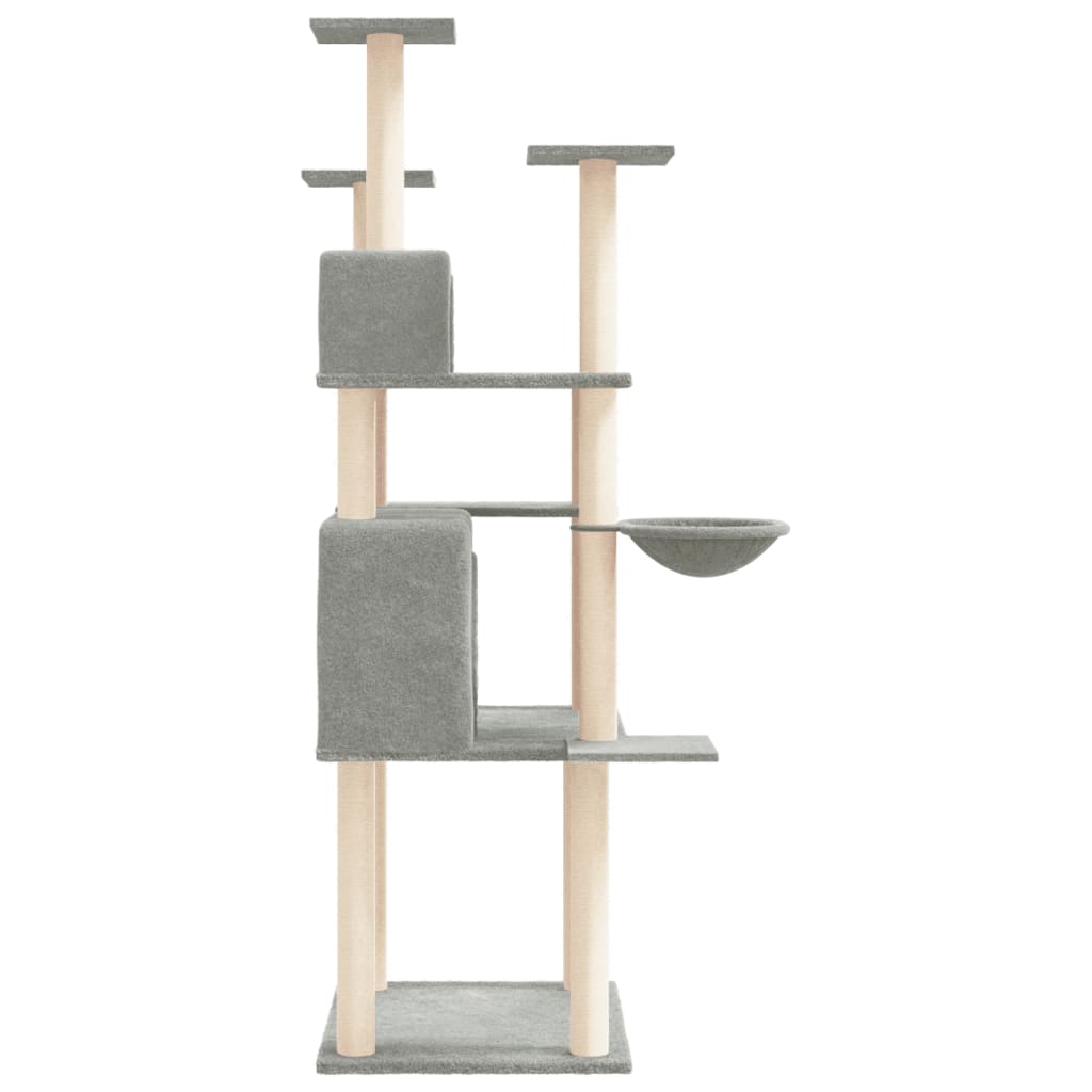 NNEVL Cat Tree with Sisal Scratching Posts Light Grey 166 cm