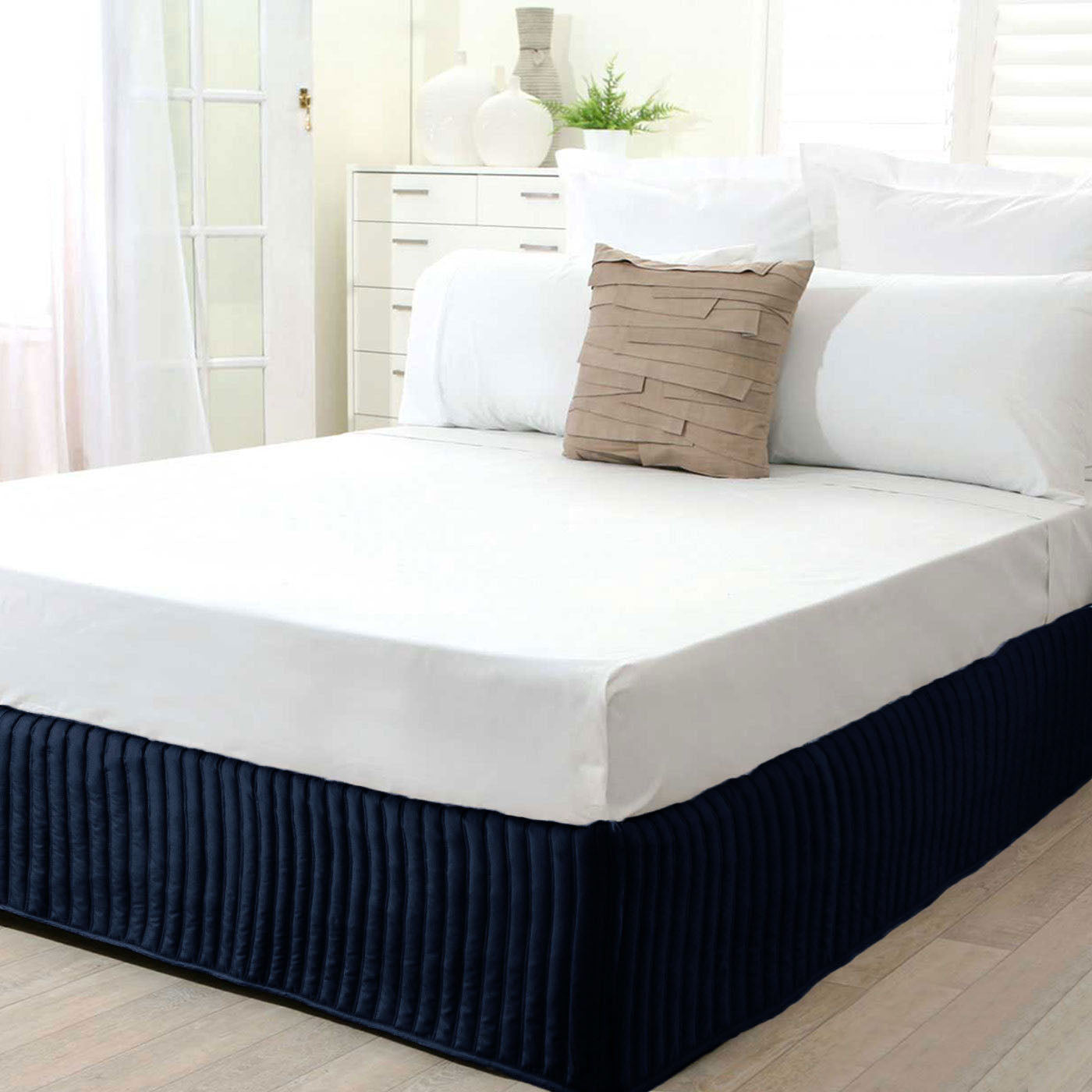 NNEDSZ Quilted Valance Navy Single