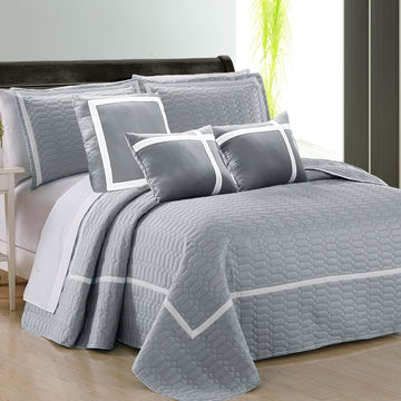 NNEDSZ 6 piece two tone embossed comforter set king silver