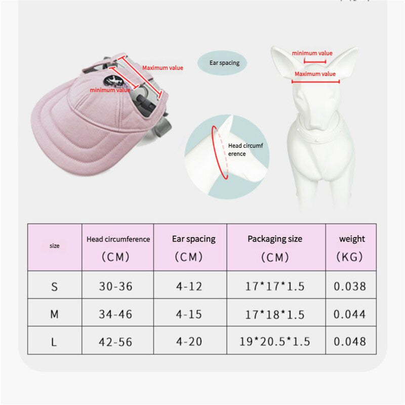 NNEDSZ Size M Pink Adjustable Pet Baseball Cap for Cats and Dogs - Cute Sun Protection Hat for Outdoor Adventures
