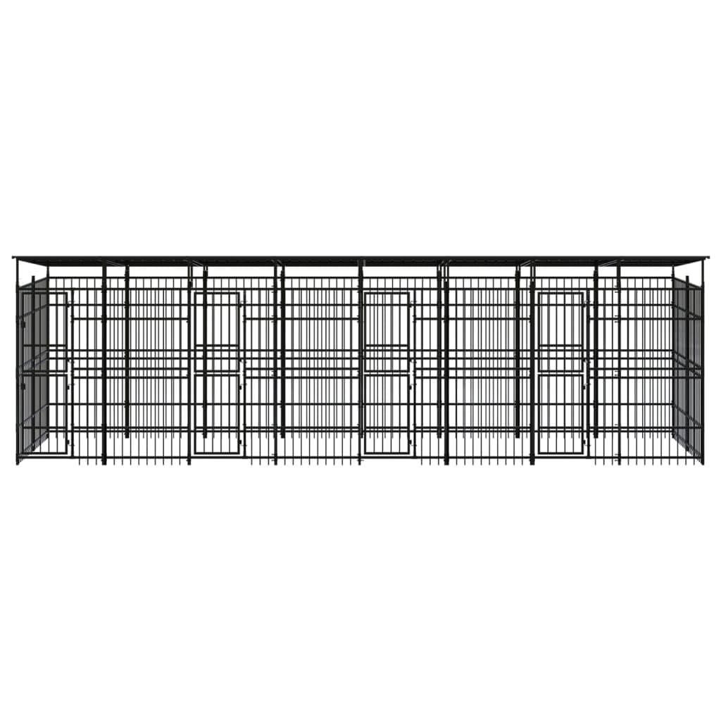 NNEVL Outdoor Dog Kennel with Roof Steel 14.75 m²