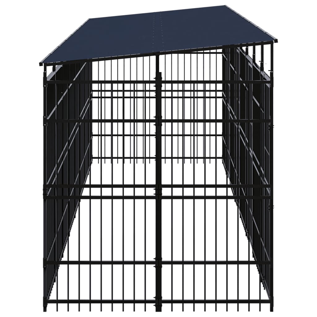 NNEVL Outdoor Dog Kennel with Roof Steel 14.75 m²