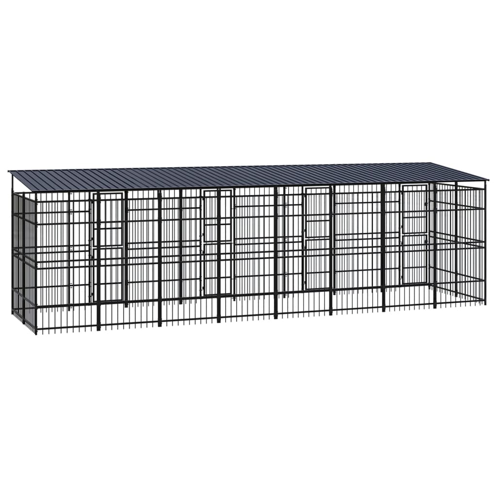 NNEVL Outdoor Dog Kennel with Roof Steel 14.75 m²