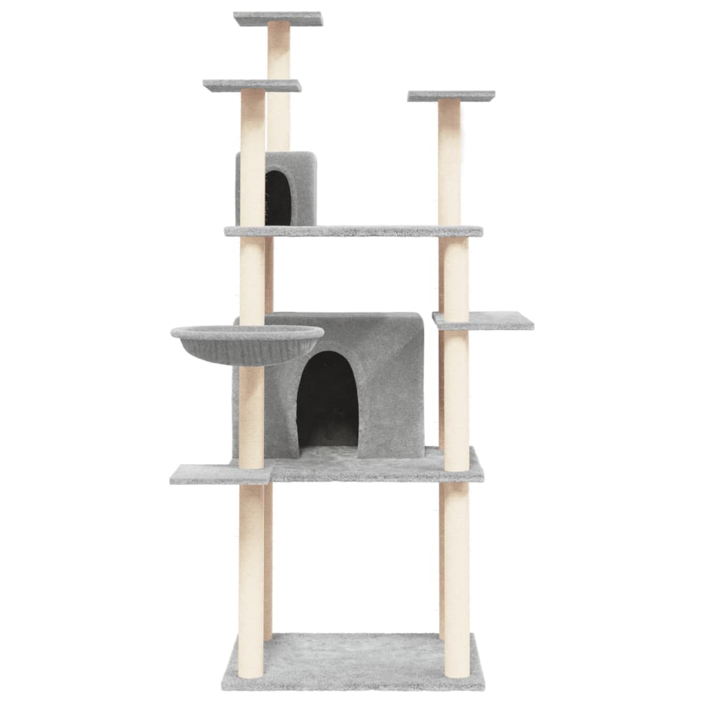 NNEVL Cat Tree with Sisal Scratching Posts Light Grey 166 cm